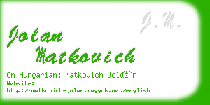 jolan matkovich business card